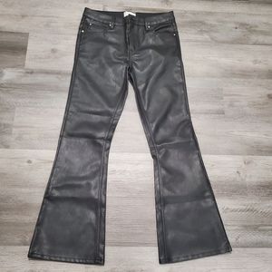 Men's Faux Leather Bell Bottom Pants -Waist 33